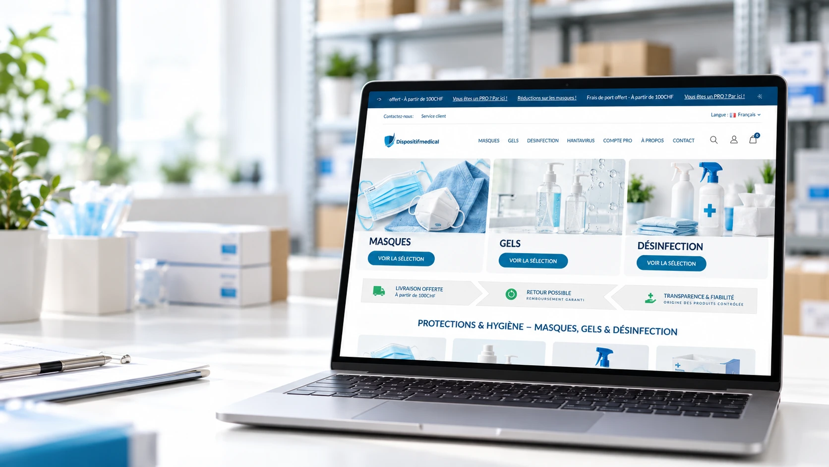 Plateforme e-commerce B2B de Dispositif Médical développée sous Prestashop
