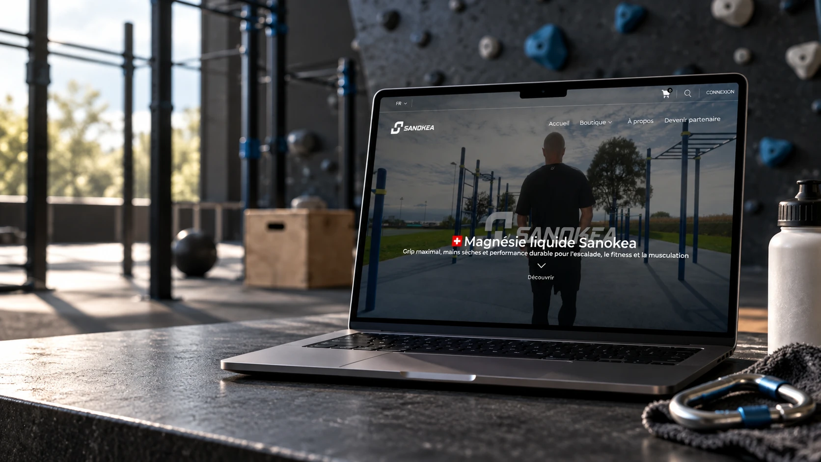 Site internet de Sanokea présentant sa marque et ses produits sportifs