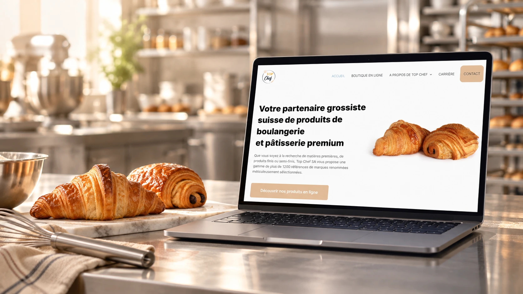 E-commerce de Top Chef conçu pour présenter son assortiment professionnel