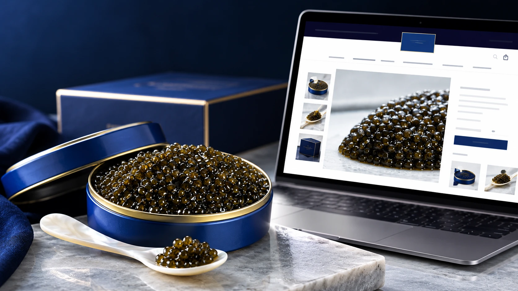 Boutique en ligne Prestashop de Planet Caviar présentant une sélection de caviars haut de gamme
