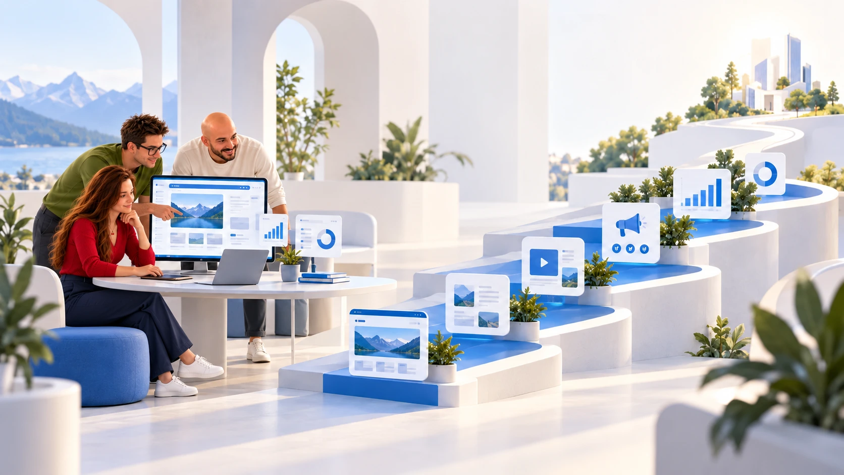 Écosystème digital modulaire évoluant progressivement avec une entreprise
