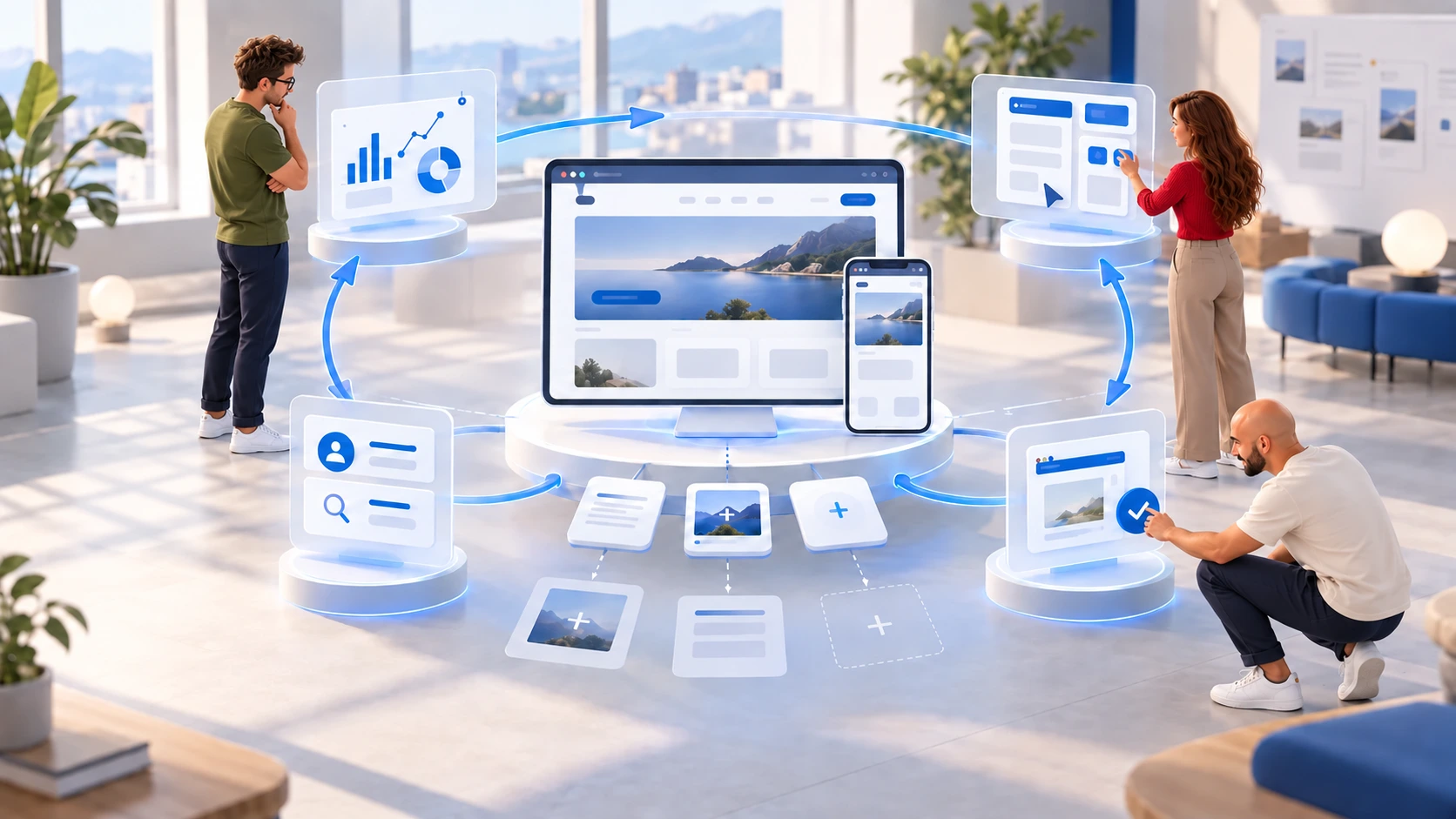 Équipe améliorant continuellement un site internet grâce à l’analyse des performances, aux ajustements et aux nouvelles opportunités.
