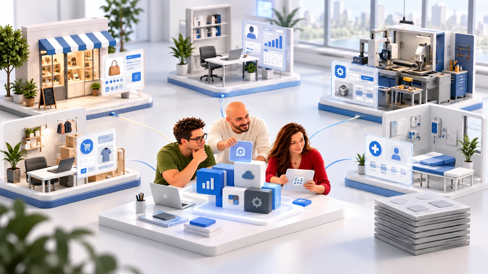 Différentes entreprises bénéficiant chacune d’une solution digitale adaptée à son activité et à ses besoins.